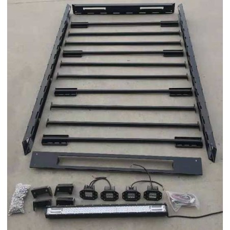 Galerie de toit en acier 220 cm à assembler -Led inclus.