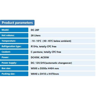 Frigo à compresseur 26 litres 