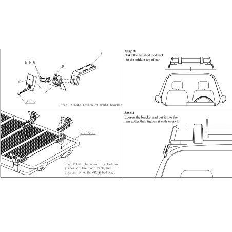 Galerie de toit acier avec rebord avant spéciale tente de toit