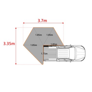 Auvent Carbone 2 M Swisskings Batwing ouverture 270 degrés (version gauche)