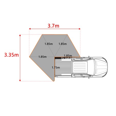 Auvent Carbone 2 M Swisskings Batwing ouverture 270 degrés (version gauche)