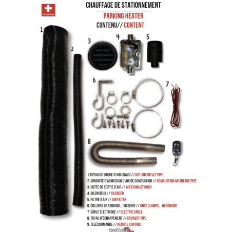 Chauffage de stationnement diesel Tout-en-Un portable 12-24 -220 V  camion auto