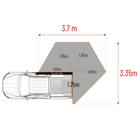 Carbon Awning 2M Swisskings Batwing 270-Degree Opening (Right-Side Version)