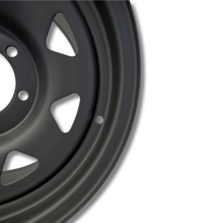 Dim.: 7 x 16 | P.C.D: 6 / 139.7 | Offset: 30 | CB: 110 | Model: Triangular | Color: matte black / white