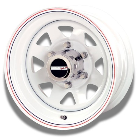 Dim.: 8 x 16 | P.C.D: 6 / 139.7 | Offset: 0 | CB: 110 | Model: Triangular | Color: matte black / white