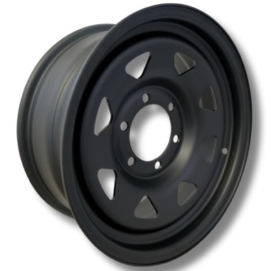 Dim.: 8 x 17 | P.C.D: 6 / 139.7 | Offset: 35 | CB: 110 | Modelo: Triangular | Color: negra mate