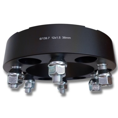 Separador de rueda de aluminio 6 x 139.7 de 38 mm (6 x 5.5" tuercas 12 x 1.50)