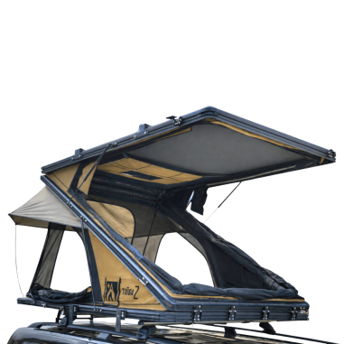 Tienda de techo rígida para 2 personas: serie Z Taiga de Swisskings con una terraza panorámica única.