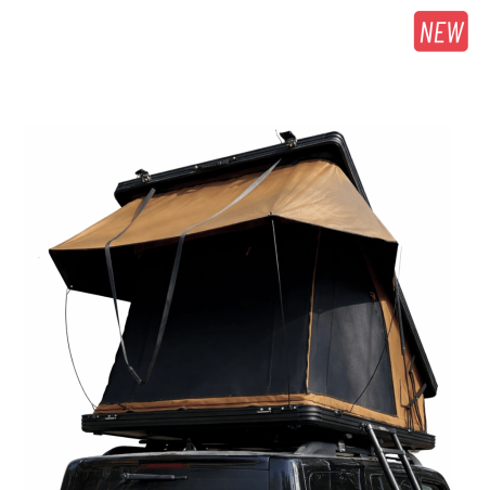 Ultradünnes 2-Personen-Dachzelt mit Hartschalenkuppel – Swisskings Taiga 13 cm mit Terrasse, 180°-Blick