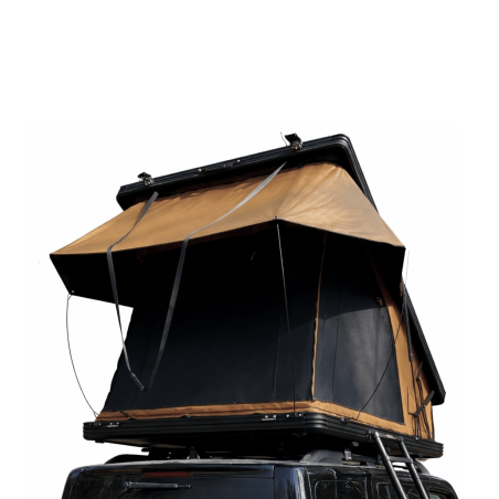 Tienda de techo para 2 personas con estructura rígida ultradelgada – Swisskings Taiga 13 cm con terraza y vista de 180°