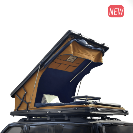 Tienda de techo rígida para 2 personas – Swisskings Taiga Serie Pro con terraza y vista de 180°