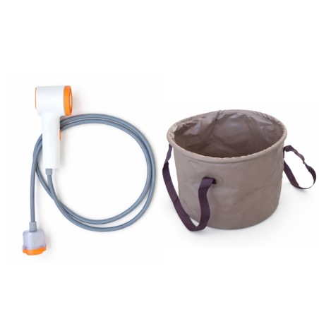 Douche de camping portable avec réservoir d’eau - kit douche autonome pour vanlife, bivouac et randonnée