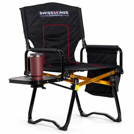 Fauteuil de camping style directeur avec tablette et sac isotherme