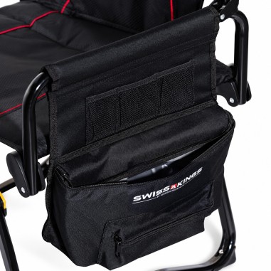Director style camping chair with shelf and cool bag