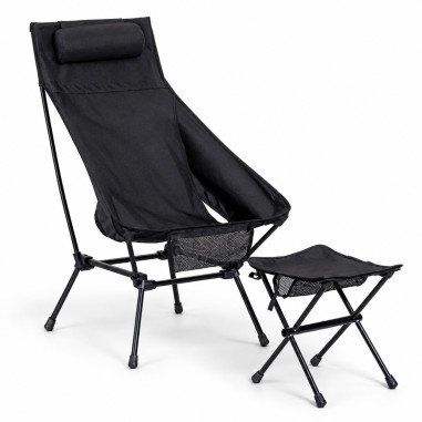 Silla baja plegable + Reposapiés plegable