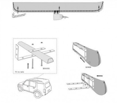 auvent 180 montage simple sur barre longitudinale